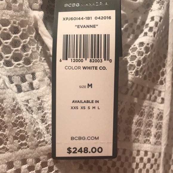 BCBGMAXAZRIA EVANNE BABYDOLL WHITE LACE-UP PEASANT LONG SLEEVE DRESS  SZ MED - Picture 4 of 9